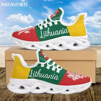 INSTANTARTS Дизайн флага Литвы, уличная обувь, Женские кроссовки для бега, Легкая сетчатая женская обувь, Повседневная сетчатая обувь на плоской подошве 2023