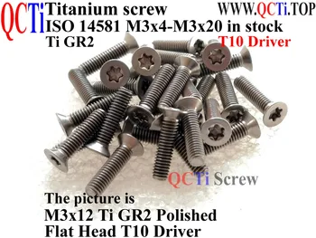 ISO 14581 Титановые винты M3 M3x4 M3x5 M3x6 M3x8 M3x10 M3x12 M3x14 M3x16 M3x20 С плоской головкой Torx T10 Драйвер Ti GR2 QCTI Винт