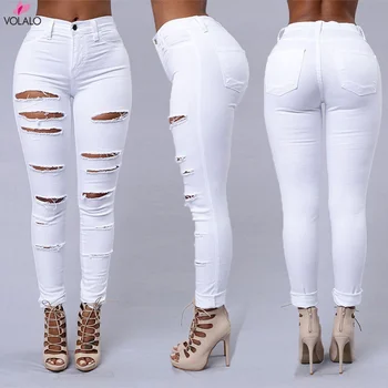 Горячая Распродажа 2023, Рваные джинсы для женщин, Сексуальные обтягивающие джинсовые Модные Уличные Повседневные брюки-карандаш, Женская Весенне-летняя одежда